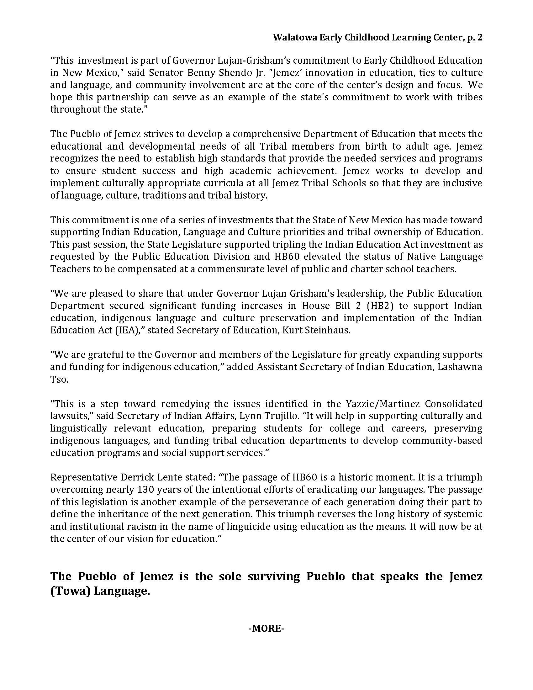 Ground Breaking of New Walatowa Early Childhood Learning Center